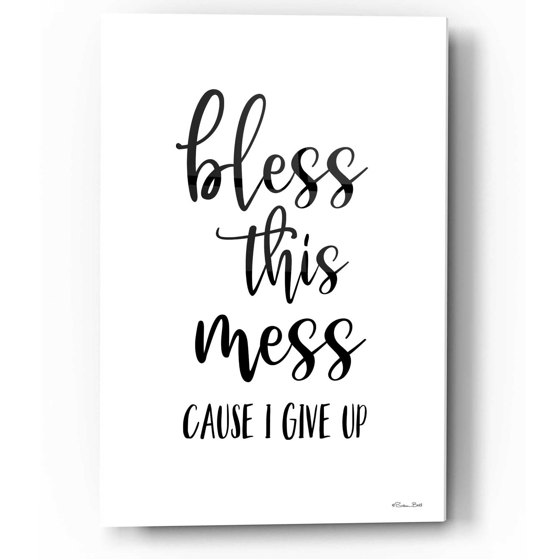 Epic Art 'Bless This Mess' by Susan Ball, Acrylic Glass Wall Art,12x16