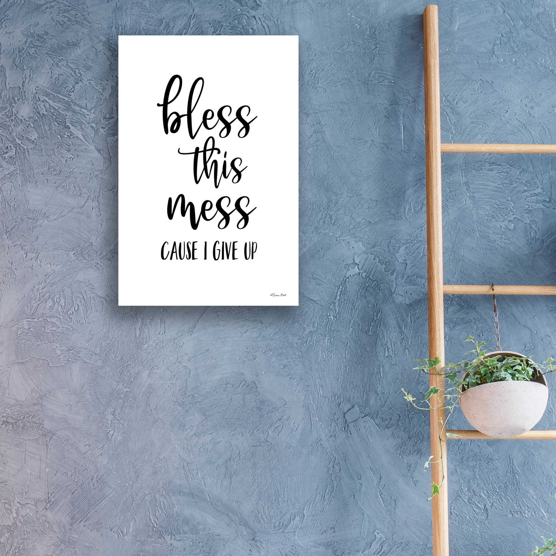 Epic Art 'Bless This Mess' by Susan Ball, Acrylic Glass Wall Art,16x24