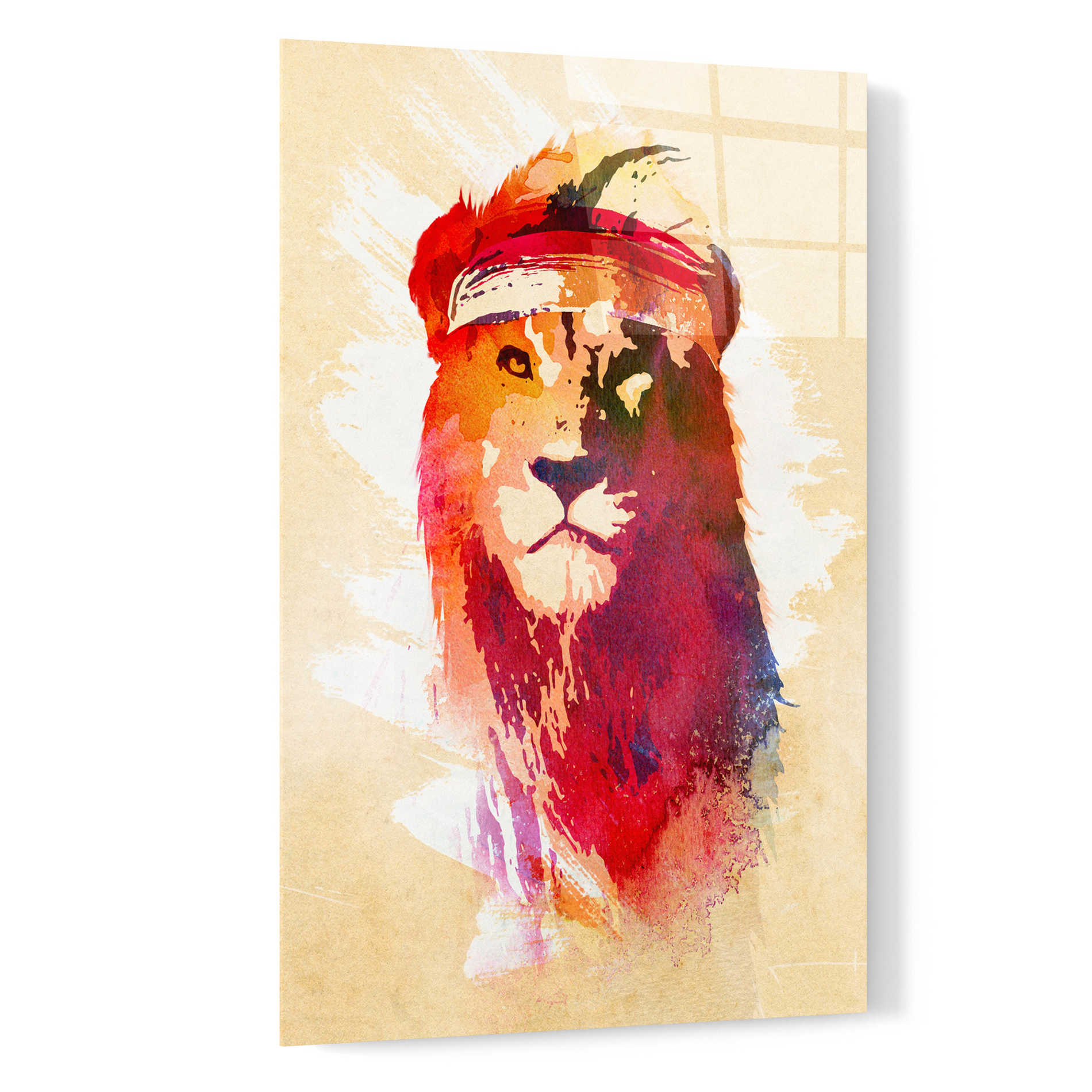 Epic Art 'Gym Lion' by Robert Farkas, Acrylic Glass Wall Art,16x24