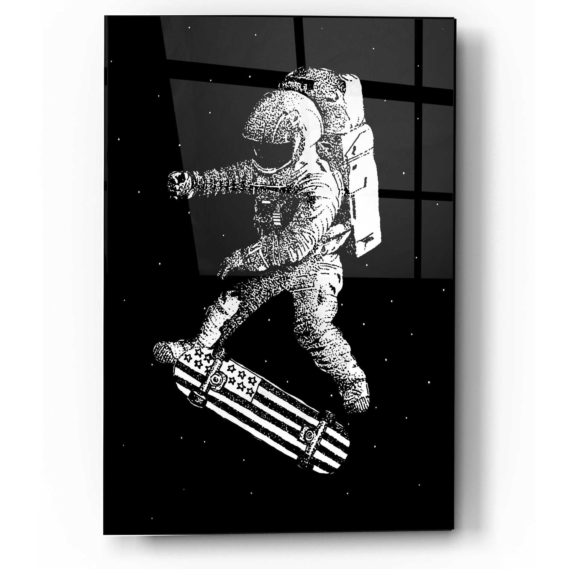 Epic Art 'Kickflip in Space' by Robert Farkas, Acrylic Glass Wall Art,12x16