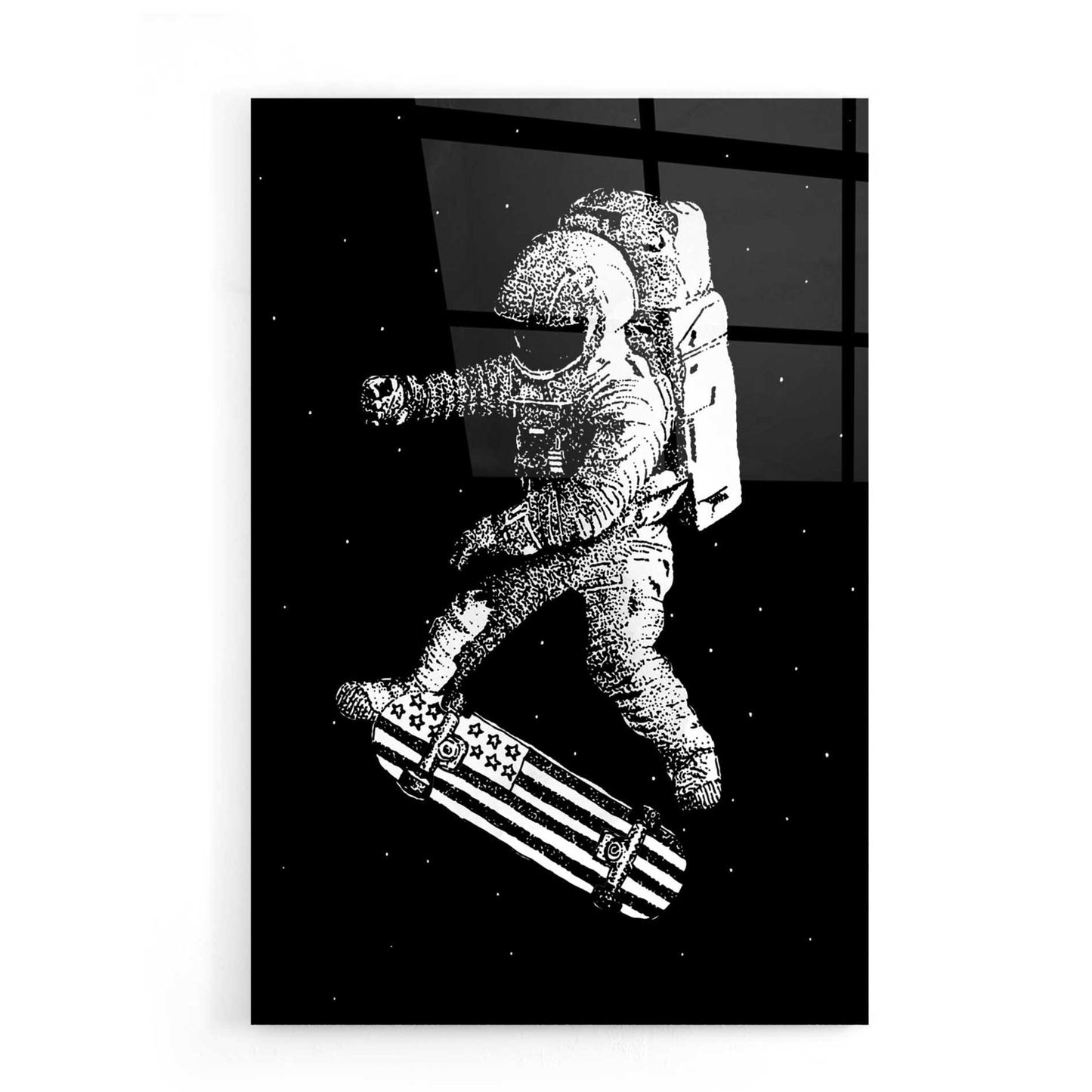 Epic Art 'Kickflip in Space' by Robert Farkas, Acrylic Glass Wall Art,16x24