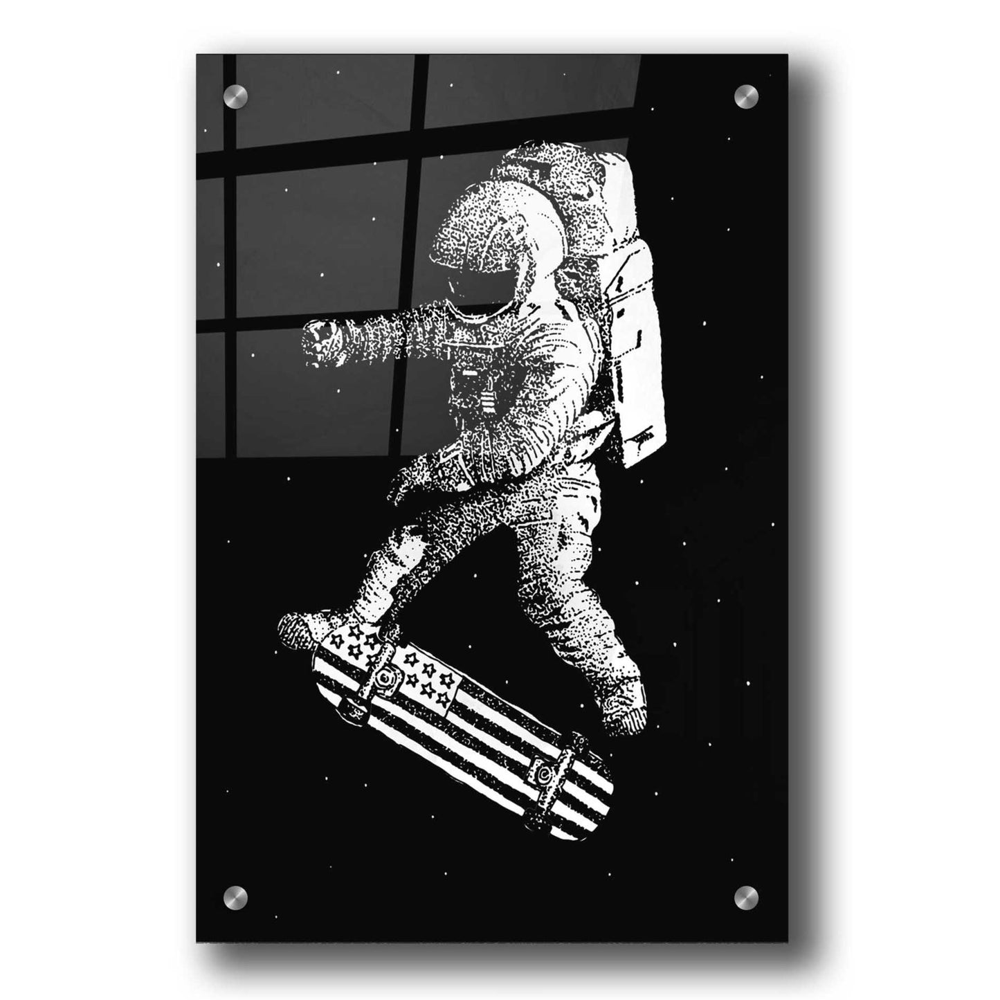 Epic Art 'Kickflip in Space' by Robert Farkas, Acrylic Glass Wall Art,24x36