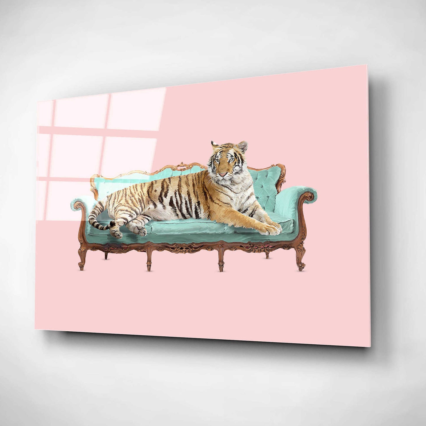 Epic Art 'Lazy Tiger' by Robert Farkas, Acrylic Glass Wall Art,16x12