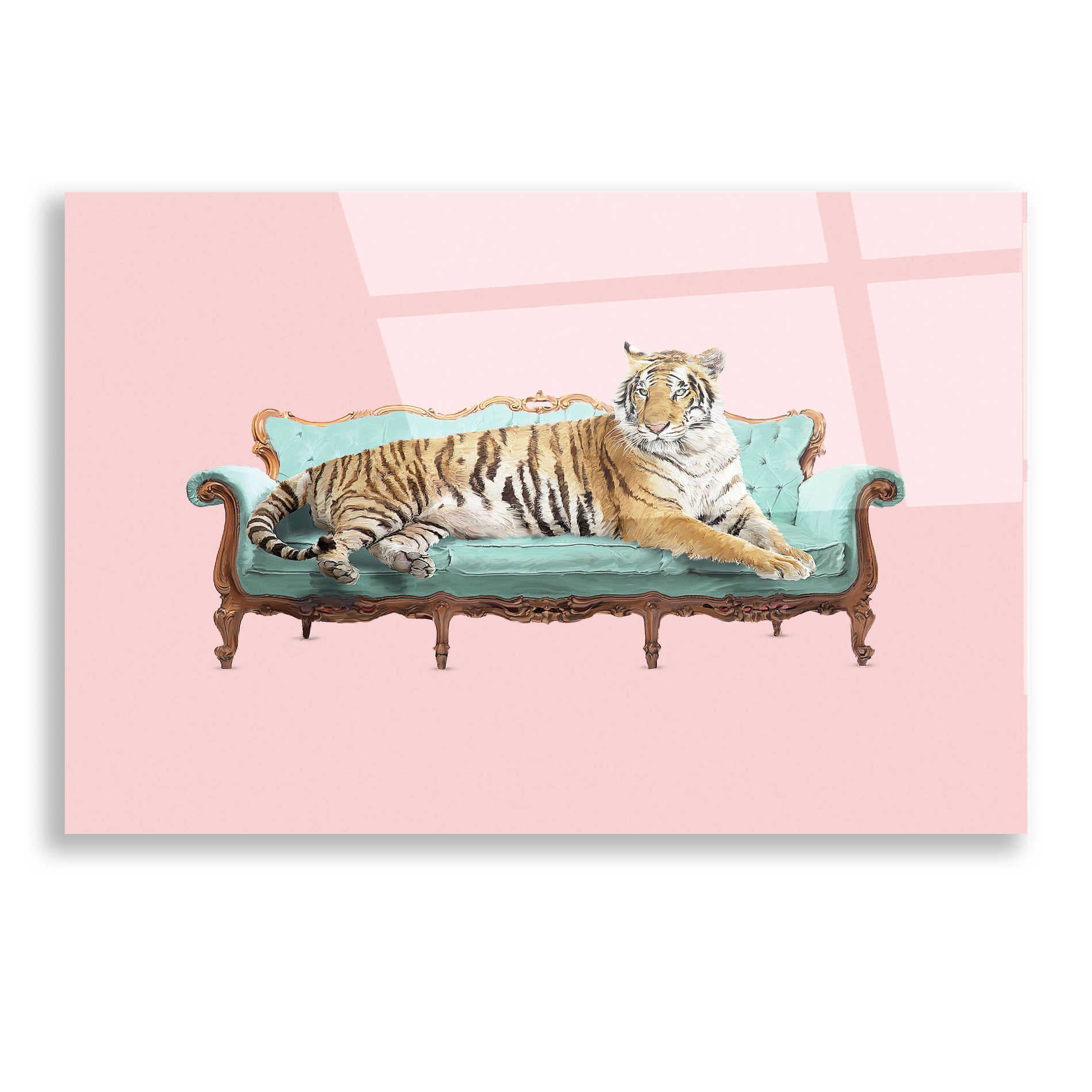 Epic Art 'Lazy Tiger' by Robert Farkas, Acrylic Glass Wall Art,16x12