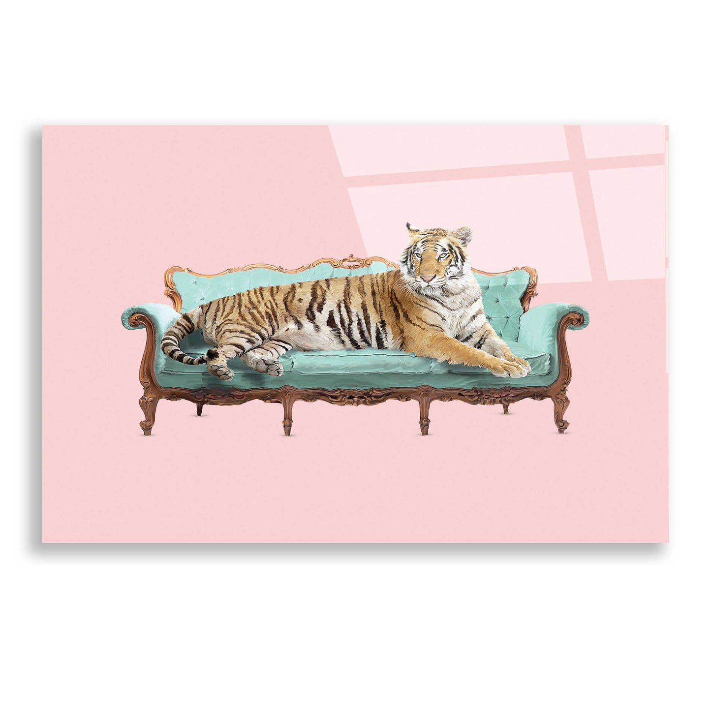 Epic Art 'Lazy Tiger' by Robert Farkas, Acrylic Glass Wall Art,24x16