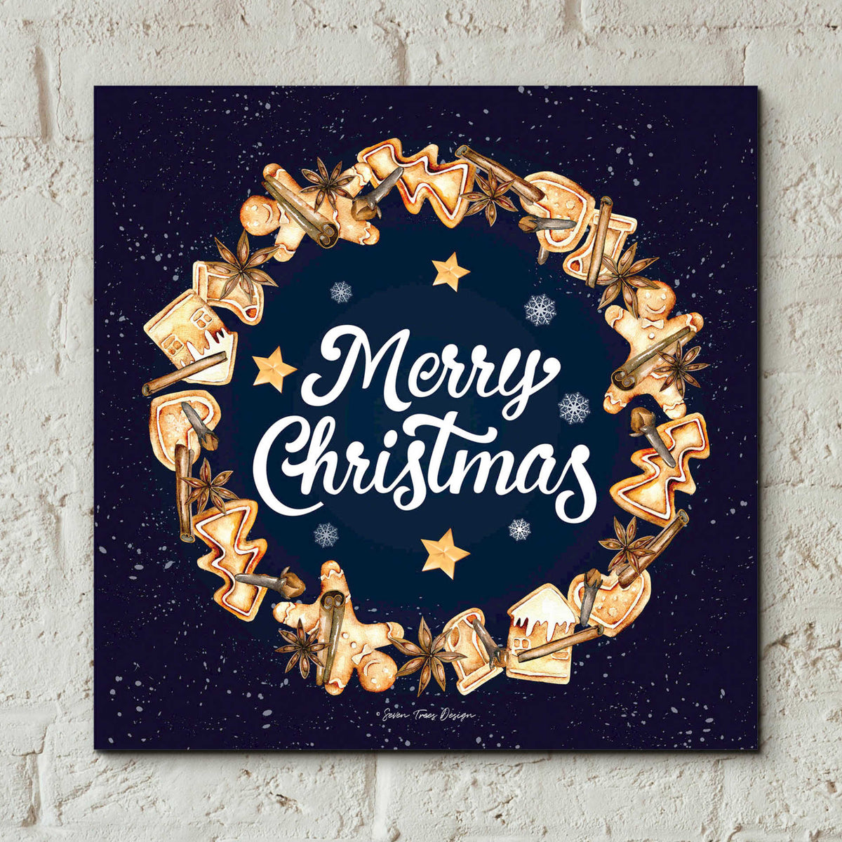 Epic Art 'Gingerbread Merry Christmas Wreath' by Seven Trees Design, Acrylic Glass Wall Art,12x12