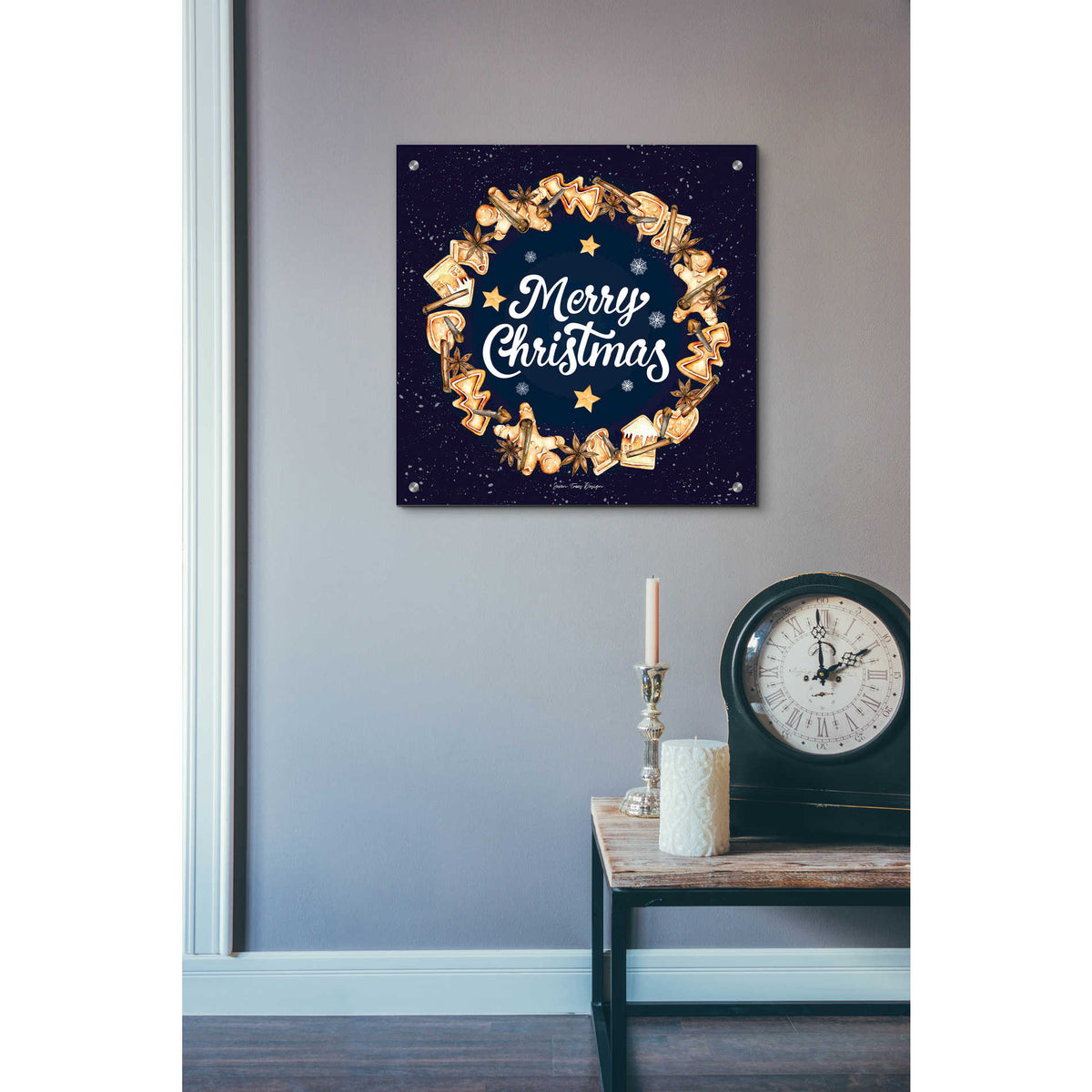 Epic Art 'Gingerbread Merry Christmas Wreath' by Seven Trees Design, Acrylic Glass Wall Art,24x24