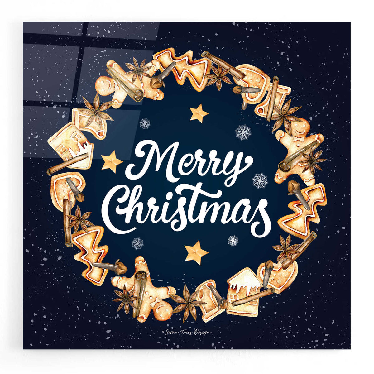 Epic Art 'Gingerbread Merry Christmas Wreath' by Seven Trees Design, Acrylic Glass Wall Art