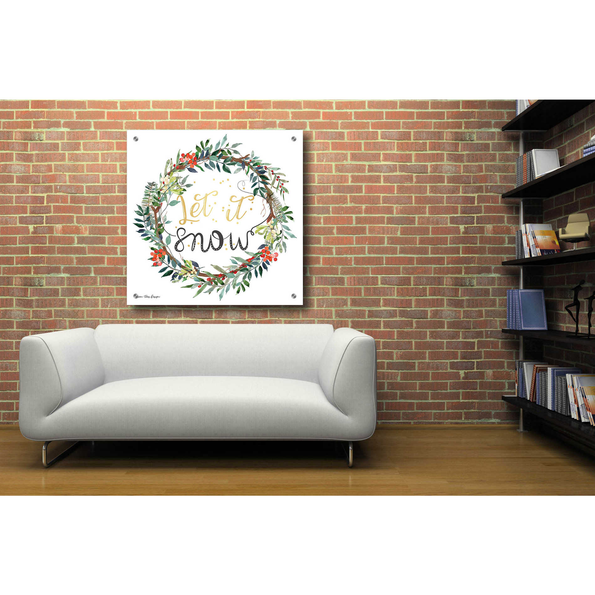 Epic Art 'Let It Snow Wreath' by Seven Trees Design, Acrylic Glass Wall Art,36x36