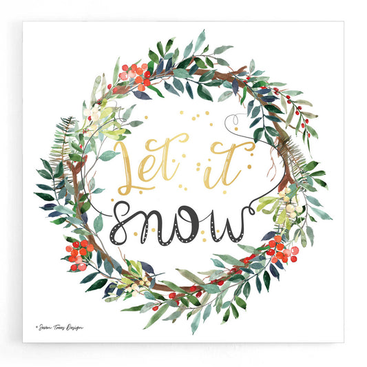 Epic Art 'Let It Snow Wreath' by Seven Trees Design, Acrylic Glass Wall Art