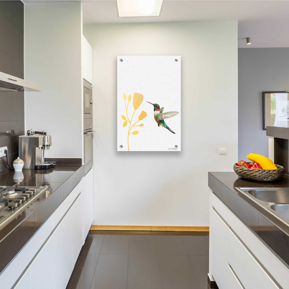 Epic Art 'Hummingbird and the Flower' by Seven Trees Design, Acrylic Glass Wall Art,24x36