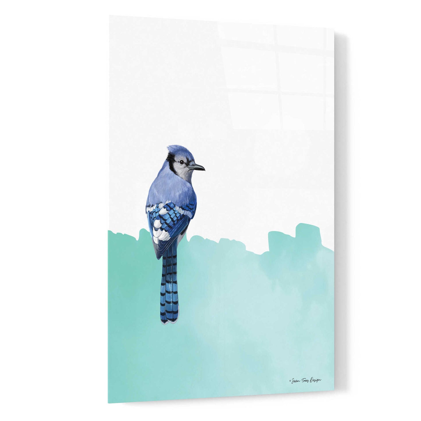 Epic Art 'Bird on Blue' by Seven Trees Design, Acrylic Glass Wall Art,16x24