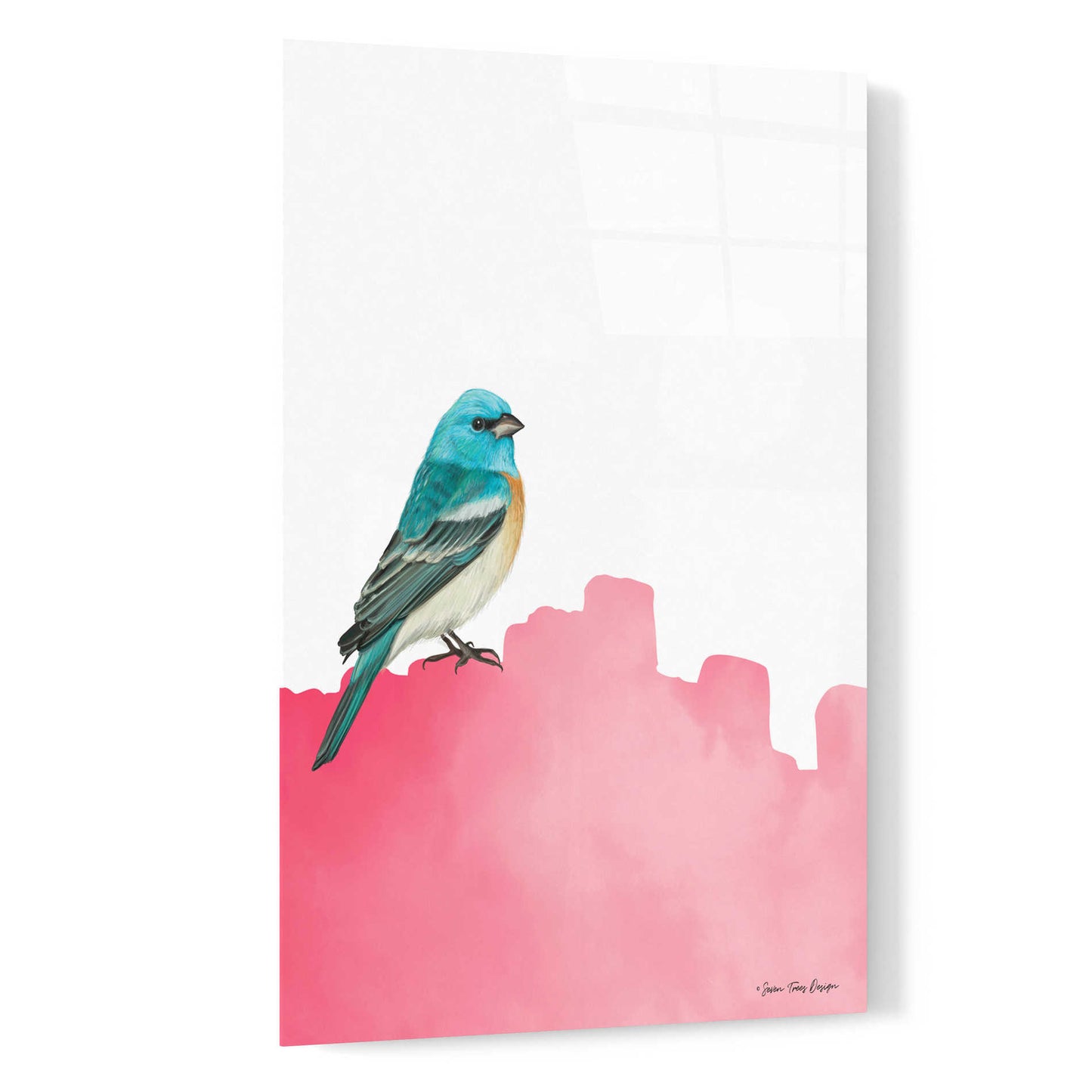 Epic Art 'Bird on Pink' by Seven Trees Design, Acrylic Glass Wall Art,16x24