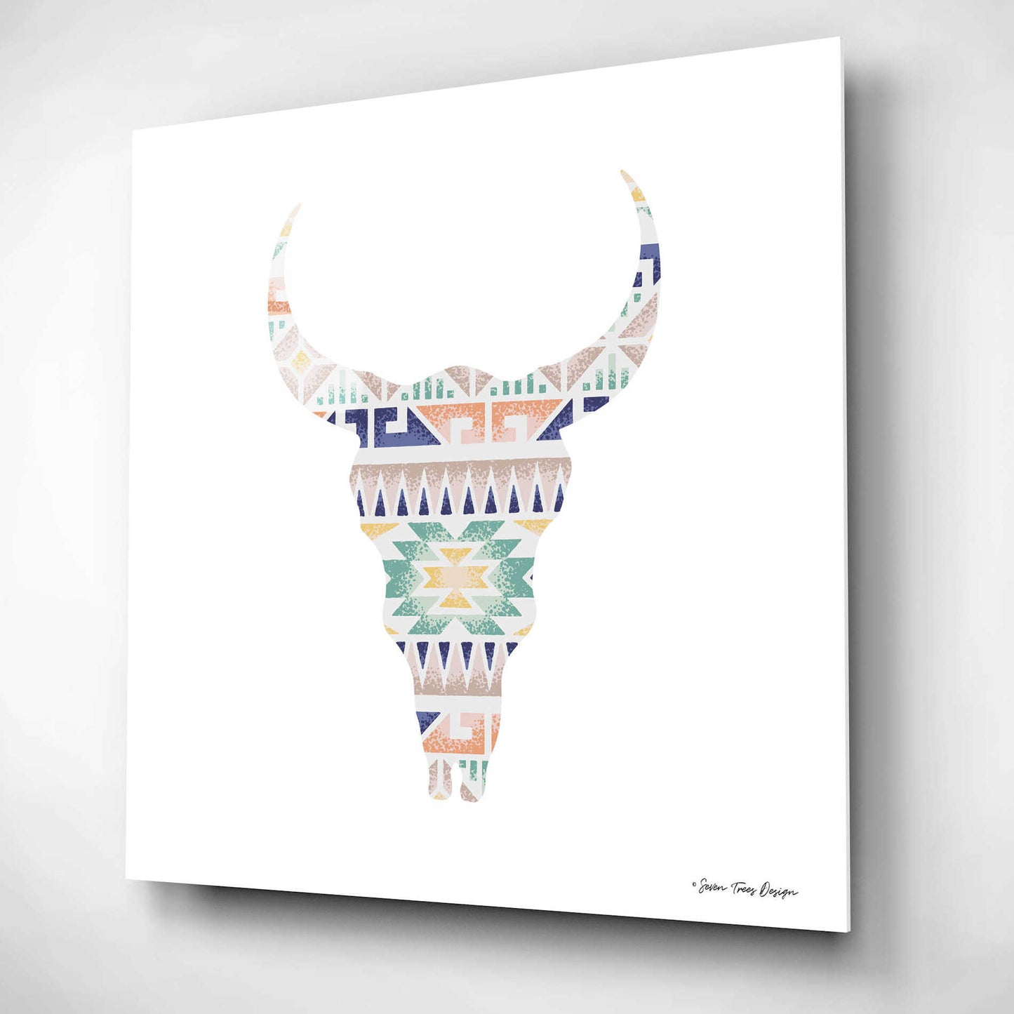 Epic Art 'Aztec Cow Head' by Seven Trees Design, Acrylic Glass Wall Art,12x12
