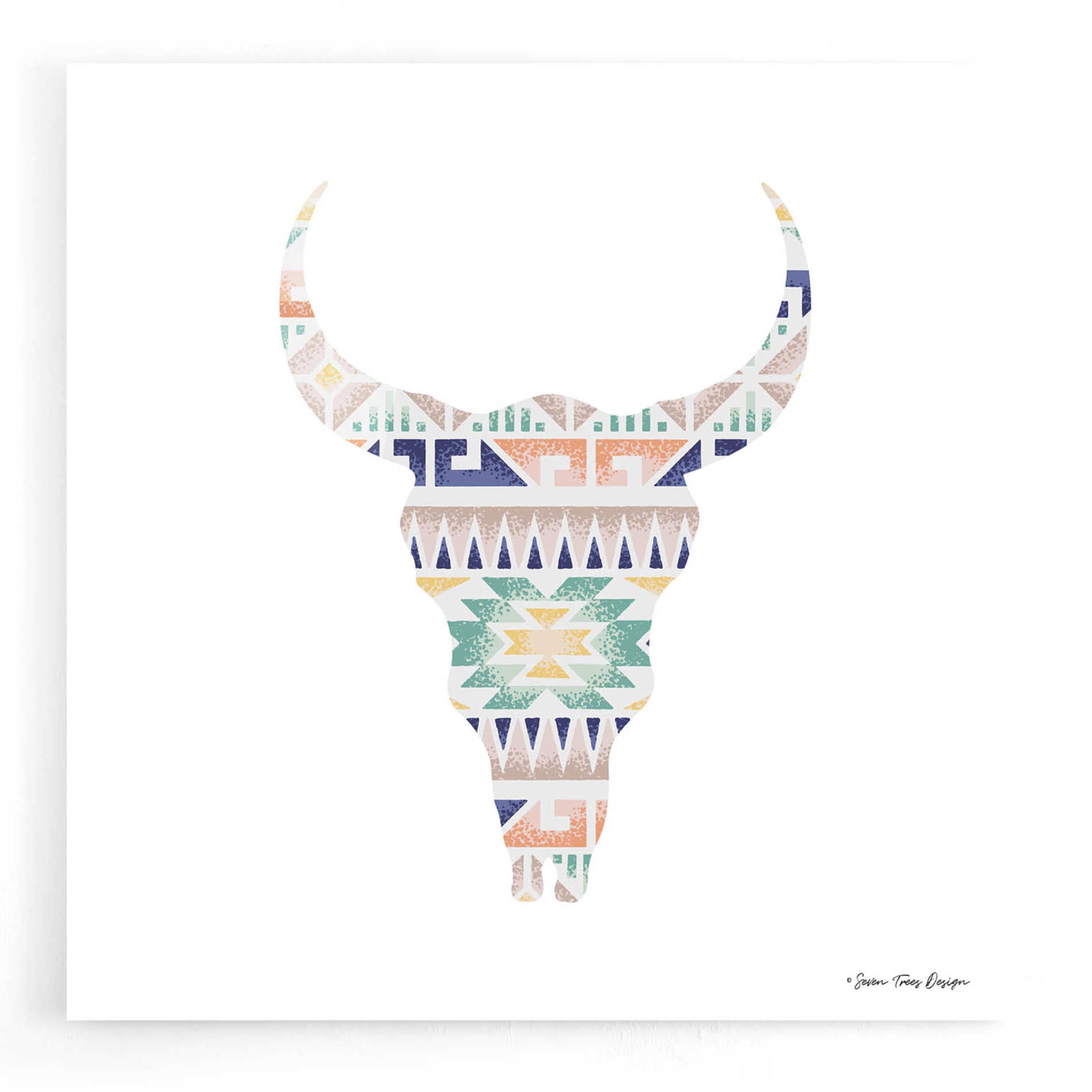 Epic Art 'Aztec Cow Head' by Seven Trees Design, Acrylic Glass Wall Art