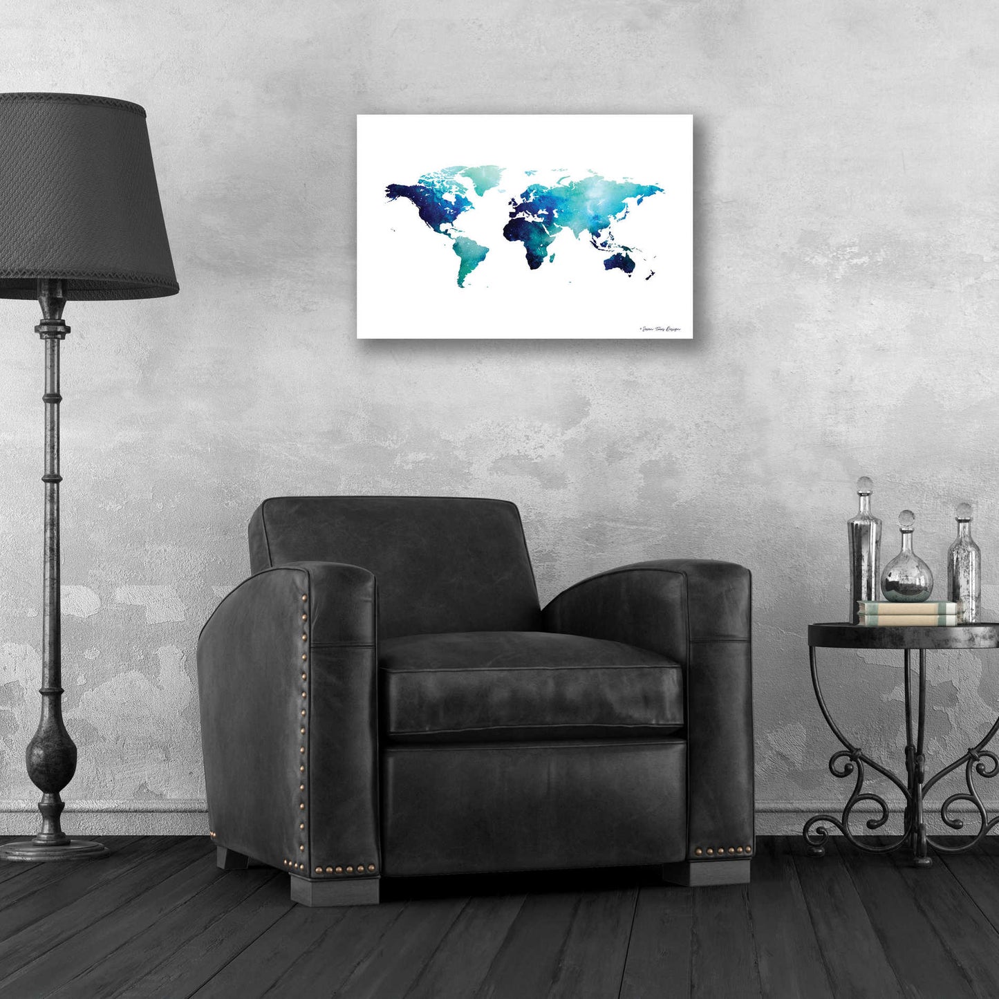 Epic Art 'Blue Space World Map' by Seven Trees Design, Acrylic Glass Wall Art,24x16