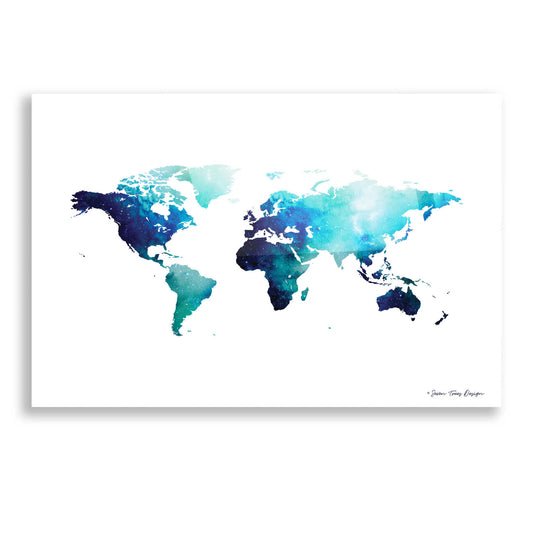 Epic Art 'Blue Space World Map' by Seven Trees Design, Acrylic Glass Wall Art