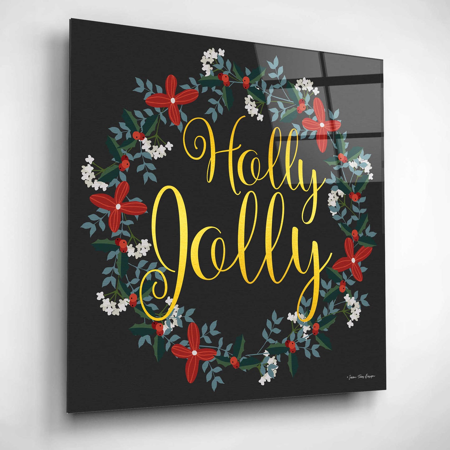 Epic Art 'Holly Jolly Wreath' by Seven Trees Design, Acrylic Glass Wall Art,12x12