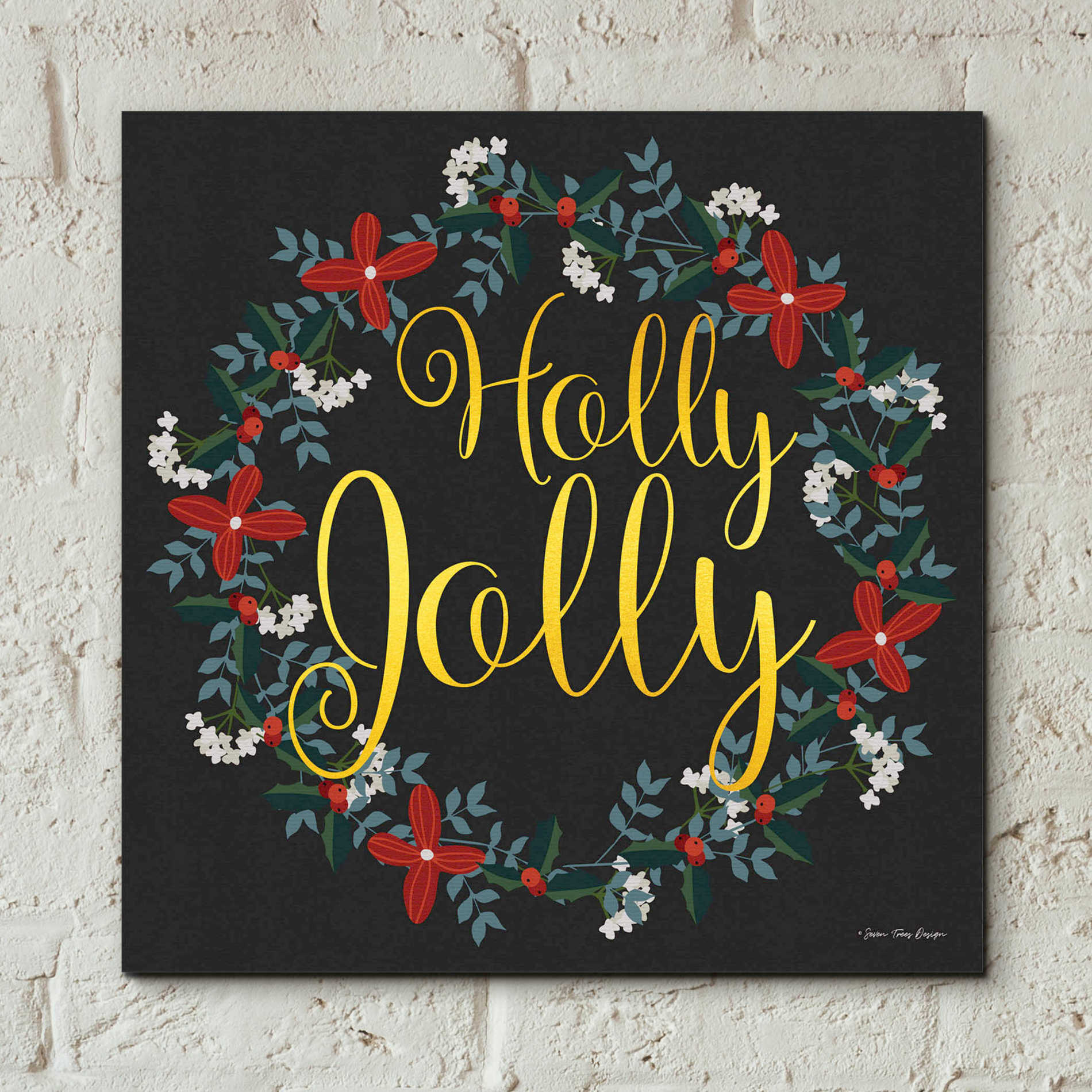 Epic Art 'Holly Jolly Wreath' by Seven Trees Design, Acrylic Glass Wall Art,12x12