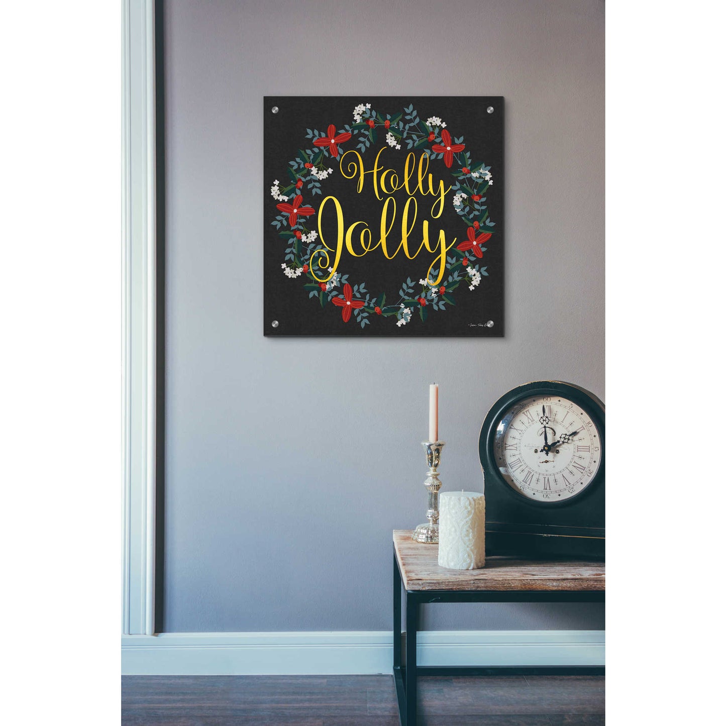 Epic Art 'Holly Jolly Wreath' by Seven Trees Design, Acrylic Glass Wall Art,24x24