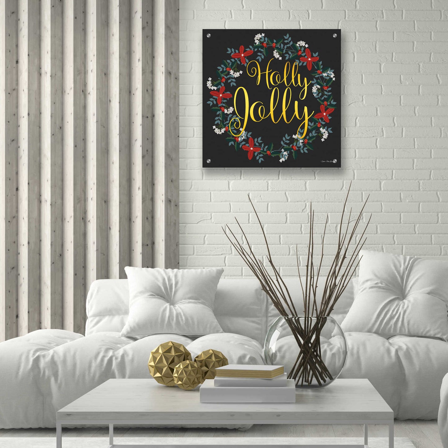 Epic Art 'Holly Jolly Wreath' by Seven Trees Design, Acrylic Glass Wall Art,24x24