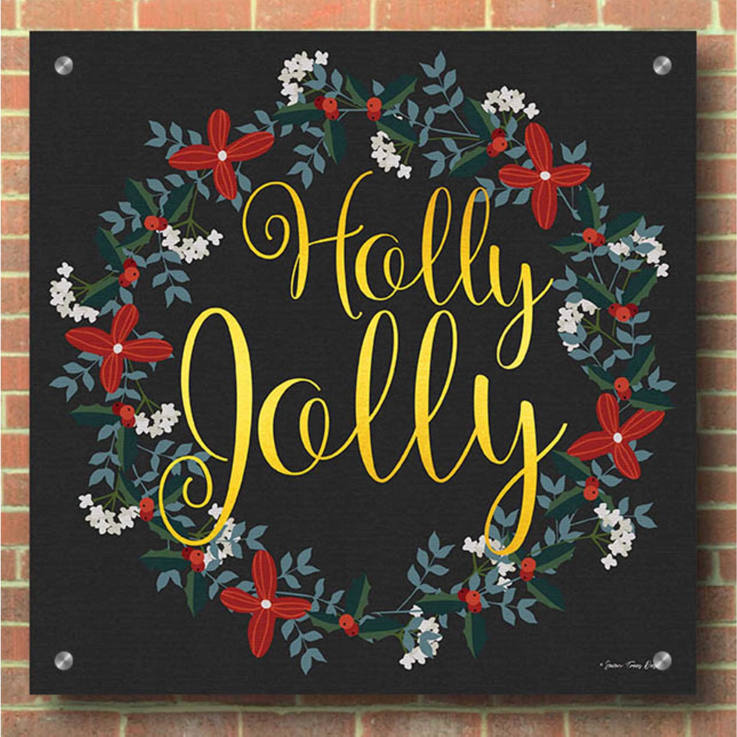 Epic Art 'Holly Jolly Wreath' by Seven Trees Design, Acrylic Glass Wall Art,36x36