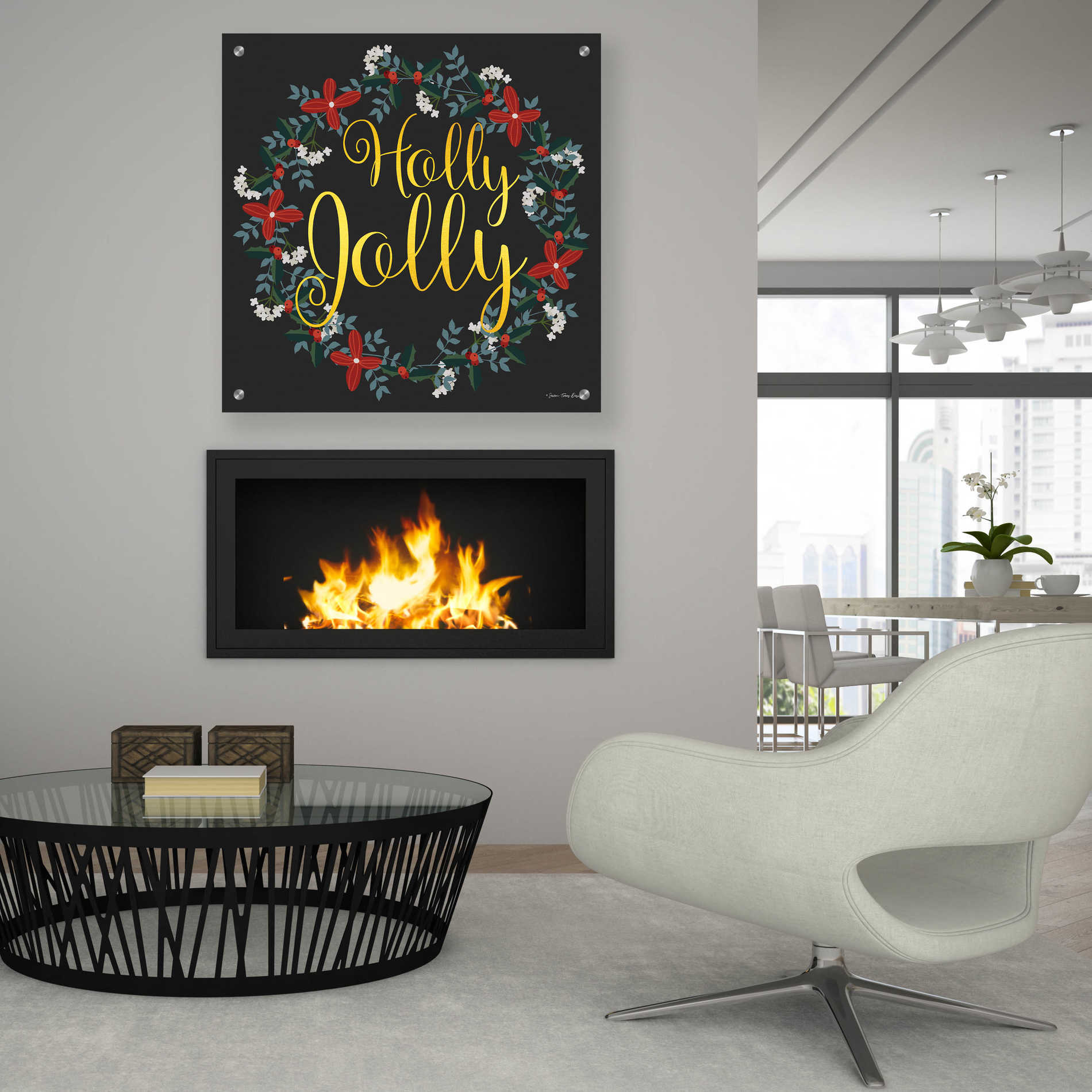 Epic Art 'Holly Jolly Wreath' by Seven Trees Design, Acrylic Glass Wall Art,36x36