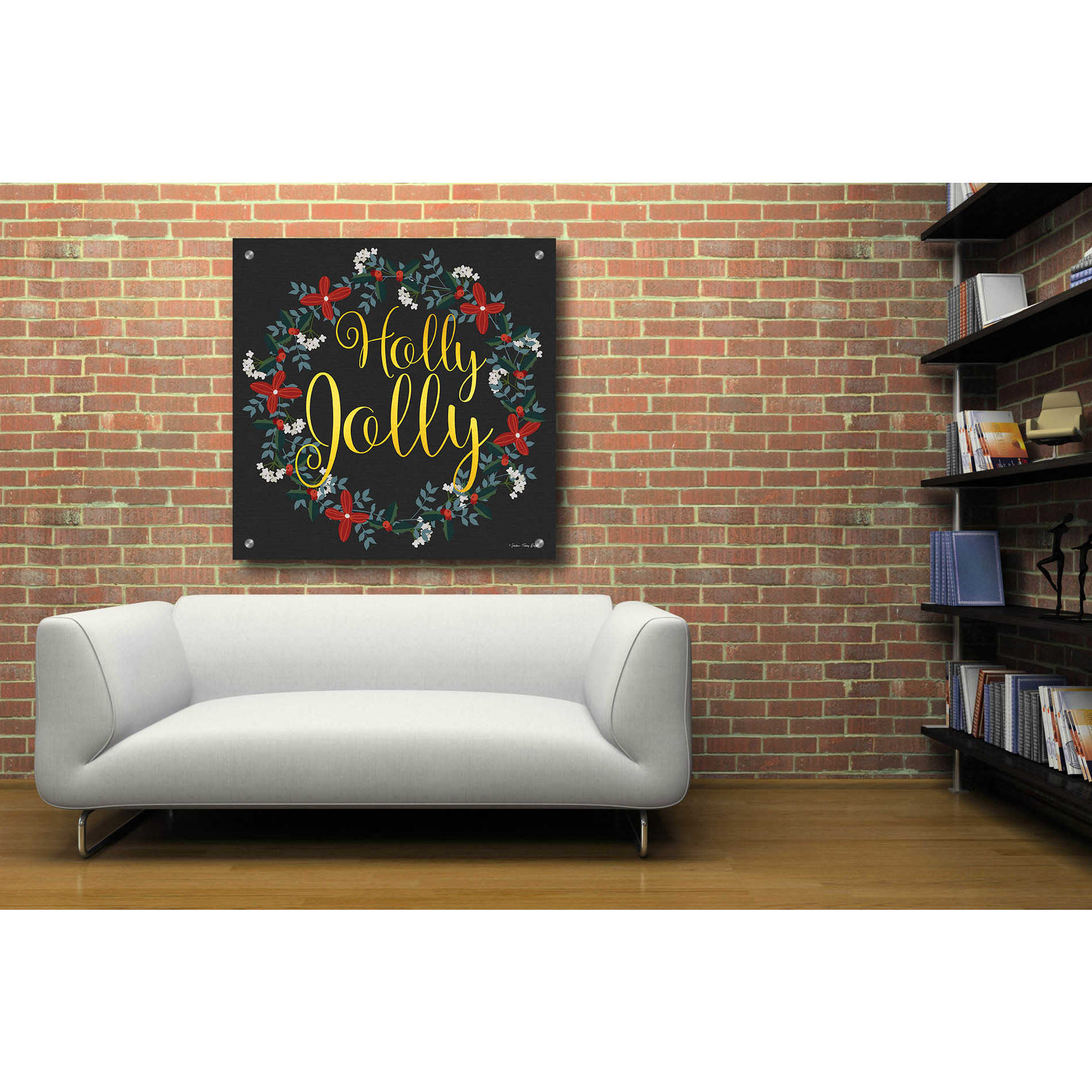 Epic Art 'Holly Jolly Wreath' by Seven Trees Design, Acrylic Glass Wall Art,36x36