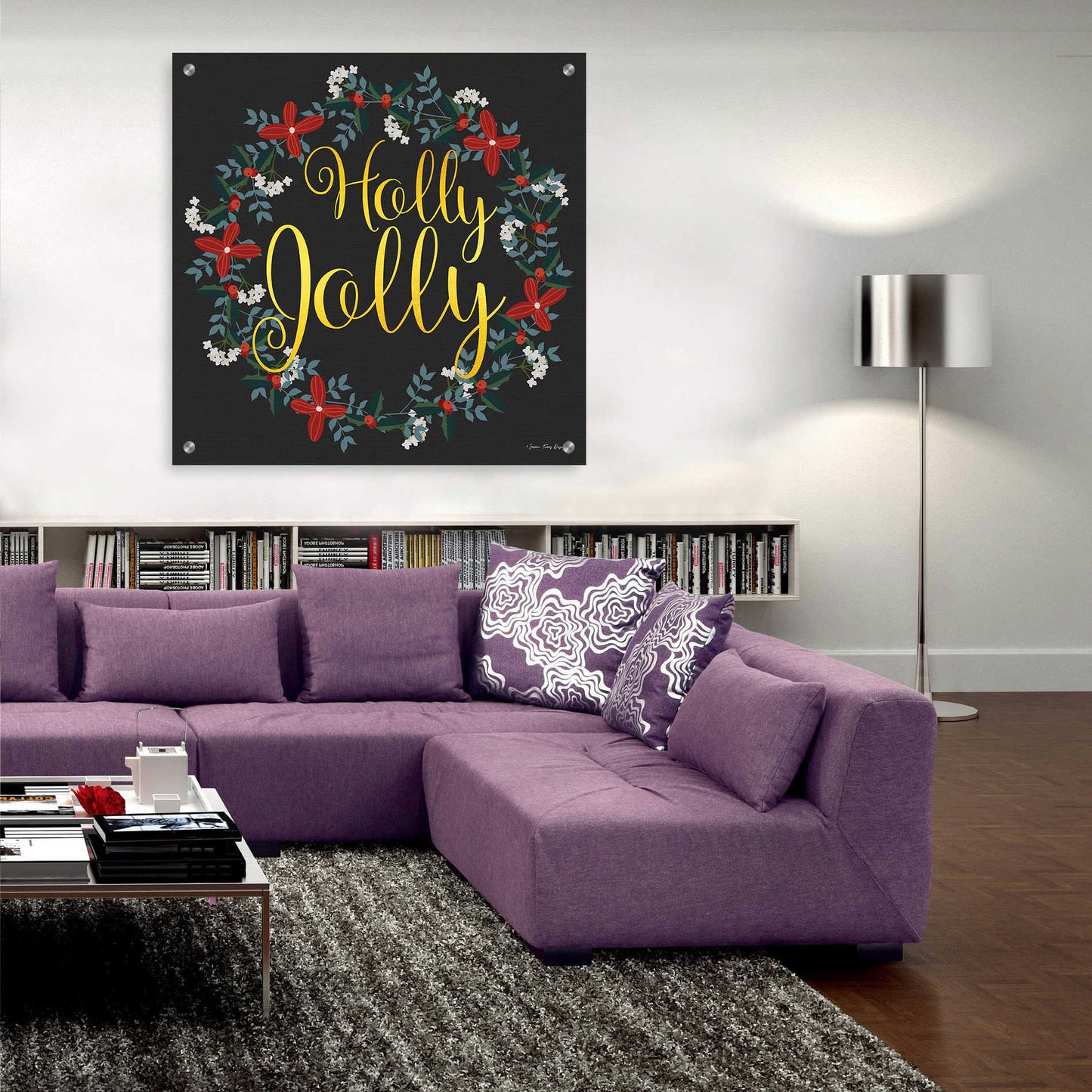 Epic Art 'Holly Jolly Wreath' by Seven Trees Design, Acrylic Glass Wall Art,36x36