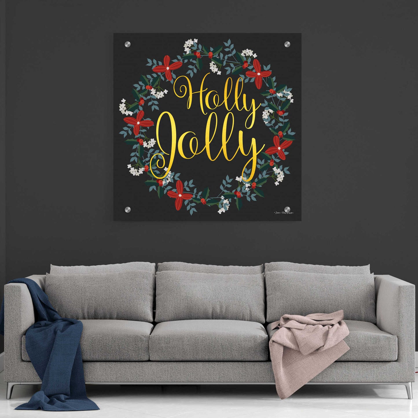 Epic Art 'Holly Jolly Wreath' by Seven Trees Design, Acrylic Glass Wall Art,36x36