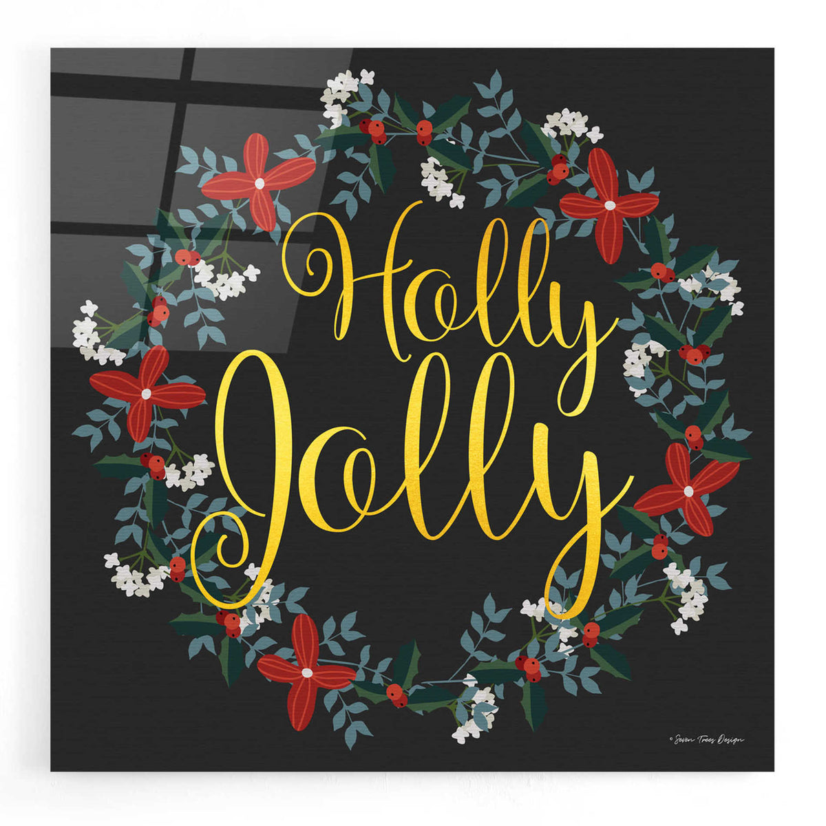 Epic Art 'Holly Jolly Wreath' by Seven Trees Design, Acrylic Glass Wall Art