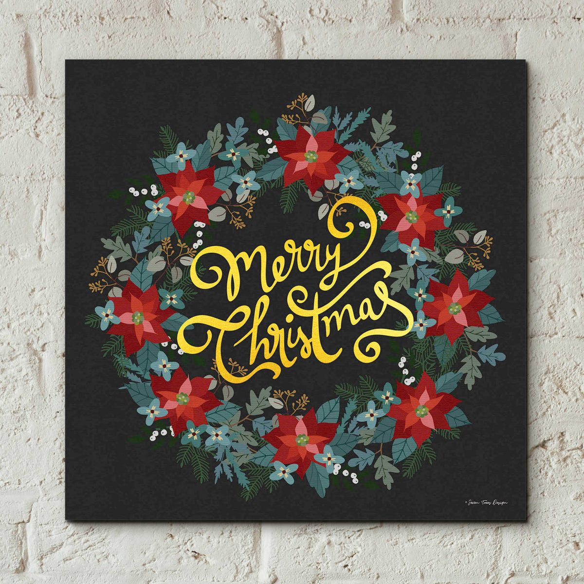 Epic Art 'Merry Christmas Wreath' by Seven Trees Design, Acrylic Glass Wall Art,12x12