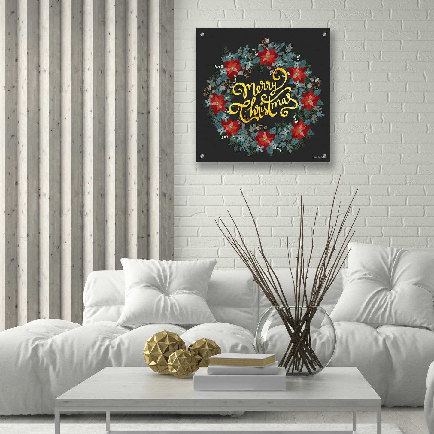 Epic Art 'Merry Christmas Wreath' by Seven Trees Design, Acrylic Glass Wall Art,24x24