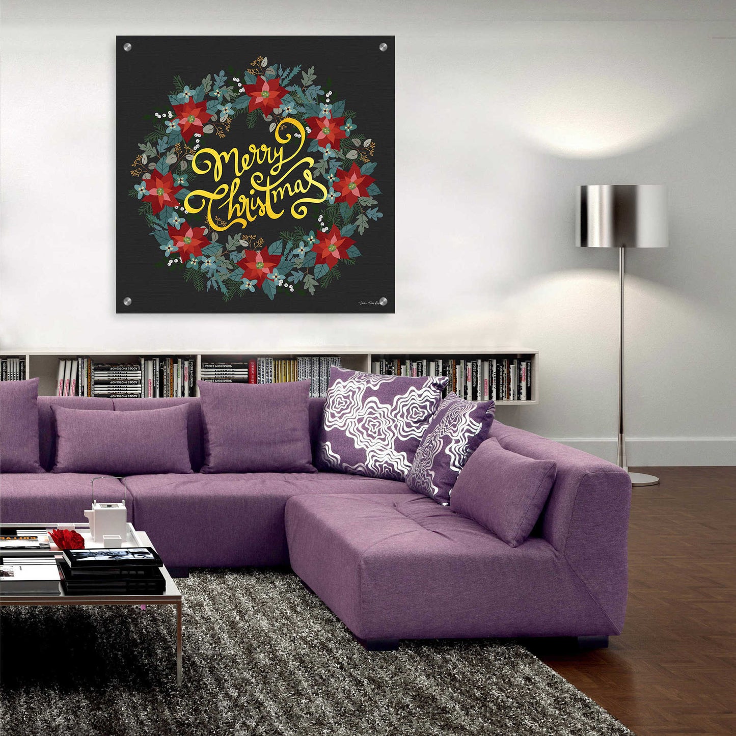 Epic Art 'Merry Christmas Wreath' by Seven Trees Design, Acrylic Glass Wall Art,36x36