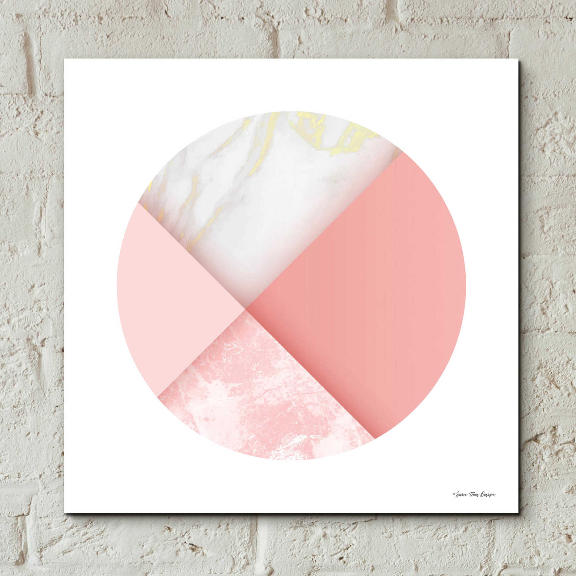 Epic Art 'Pink Marble Circle I' by Seven Trees Design, Acrylic Glass Wall Art,12x12