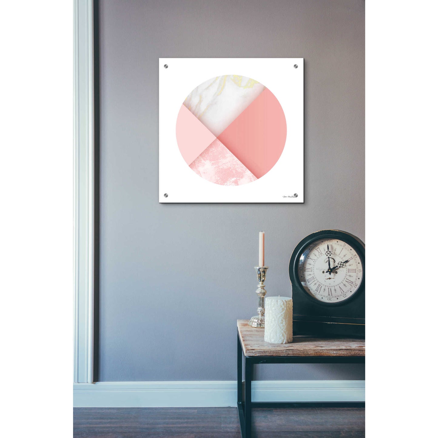 Epic Art 'Pink Marble Circle I' by Seven Trees Design, Acrylic Glass Wall Art,24x24