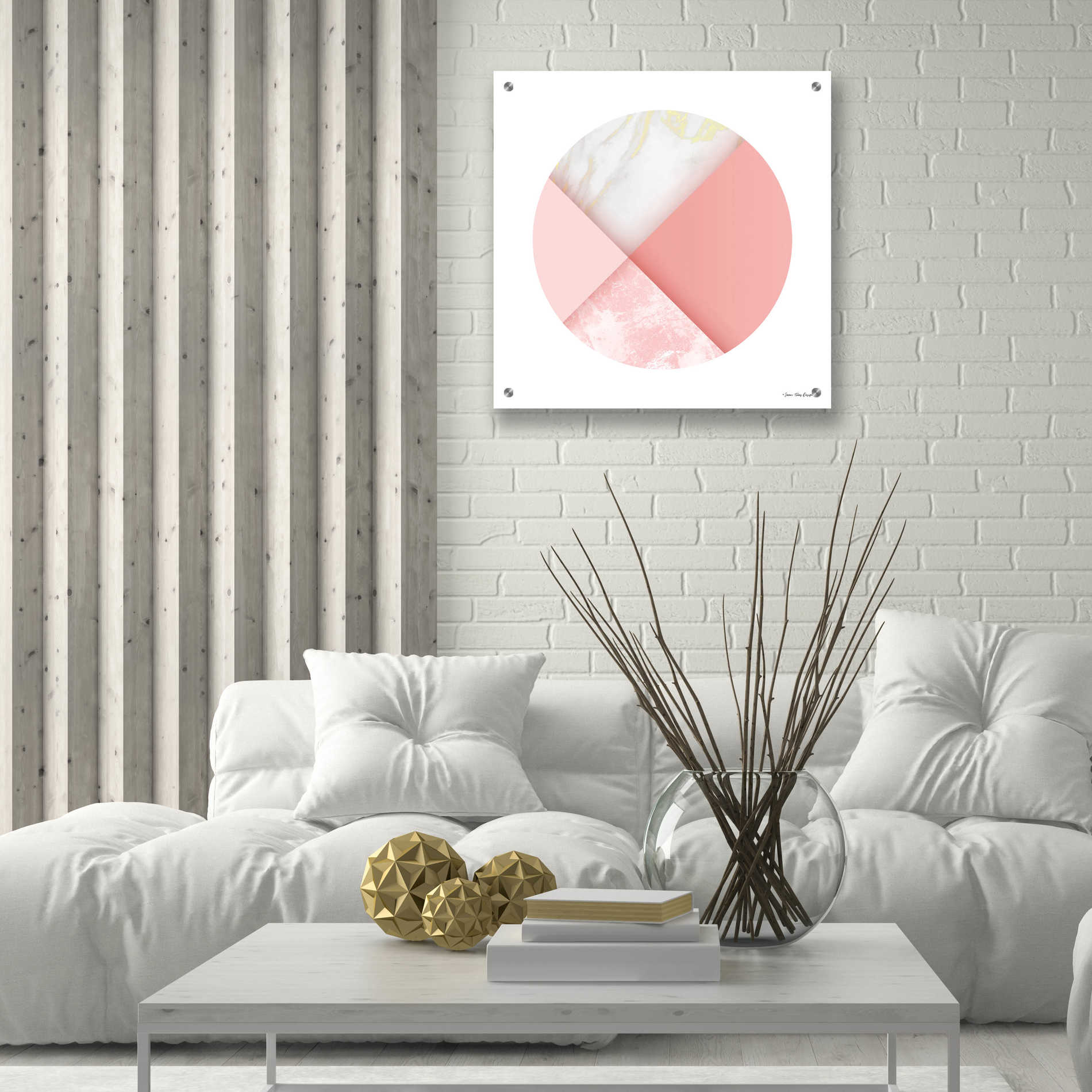 Epic Art 'Pink Marble Circle I' by Seven Trees Design, Acrylic Glass Wall Art,24x24