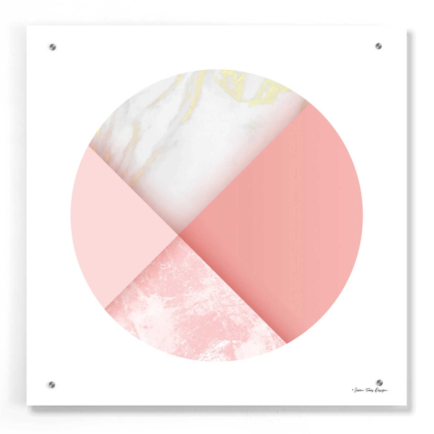 Epic Art 'Pink Marble Circle I' by Seven Trees Design, Acrylic Glass Wall Art,24x24