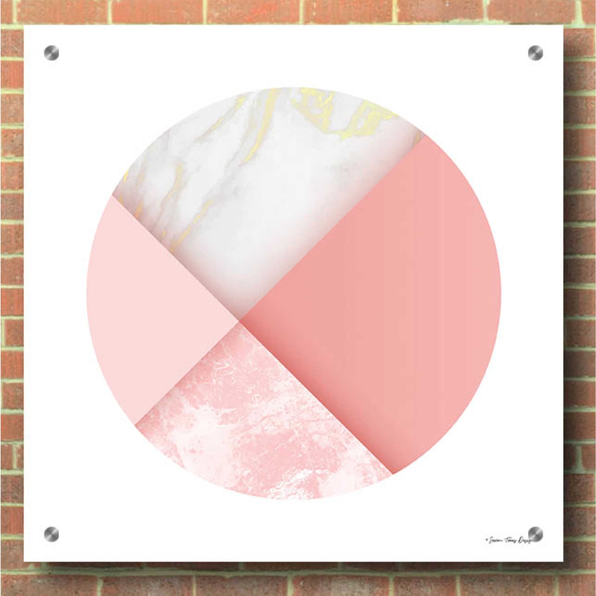 Epic Art 'Pink Marble Circle I' by Seven Trees Design, Acrylic Glass Wall Art,36x36