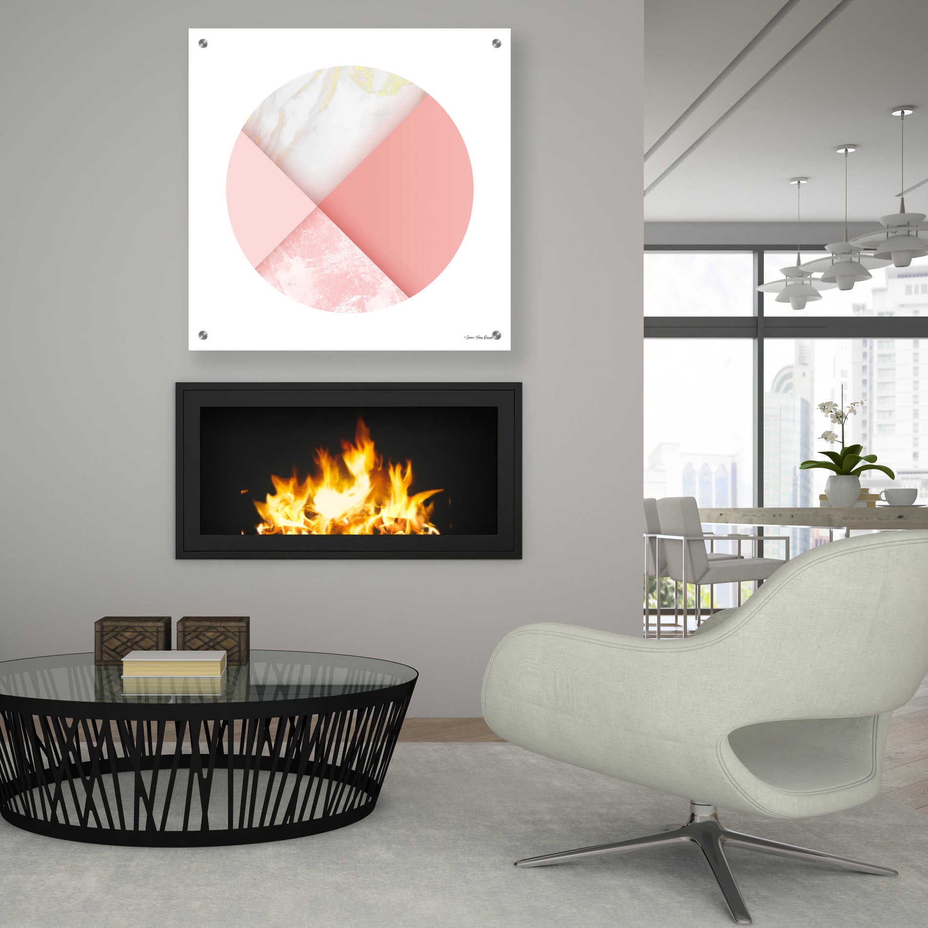 Epic Art 'Pink Marble Circle I' by Seven Trees Design, Acrylic Glass Wall Art,36x36