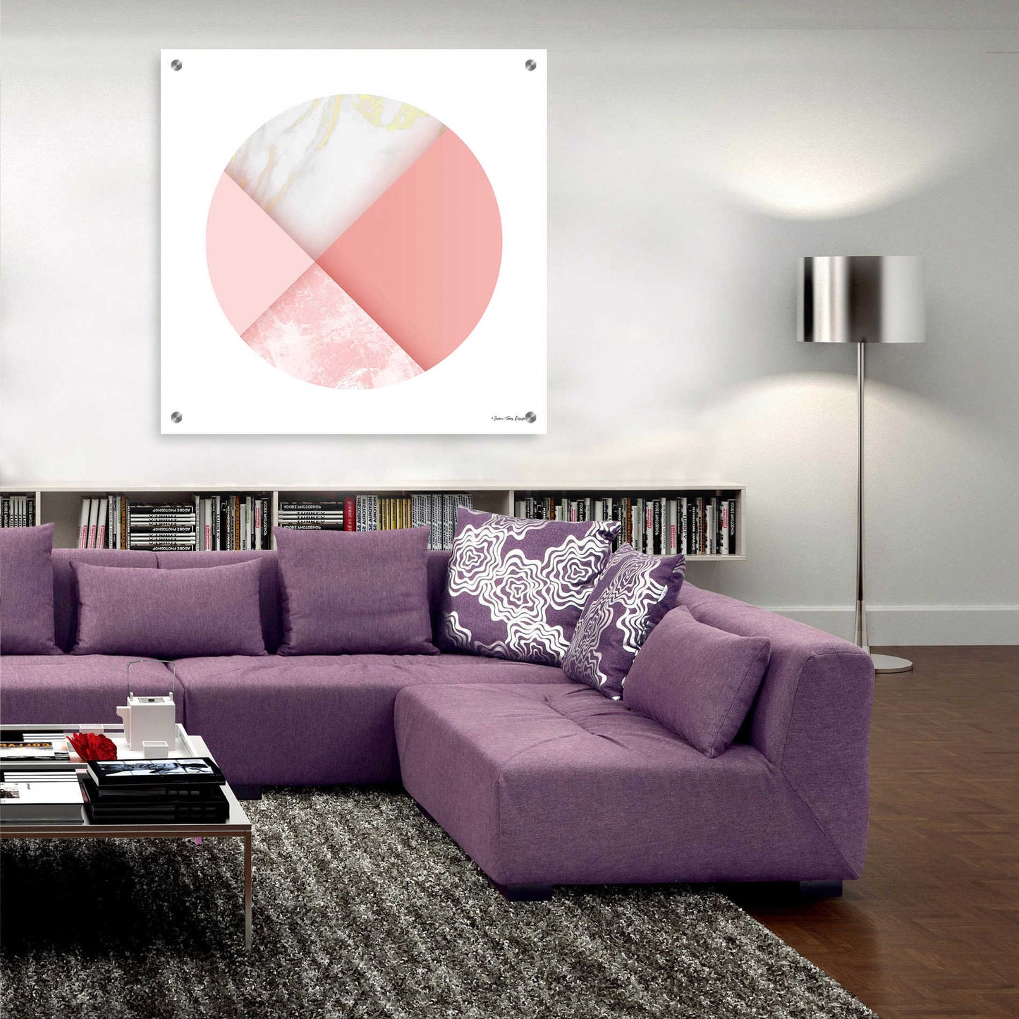 Epic Art 'Pink Marble Circle I' by Seven Trees Design, Acrylic Glass Wall Art,36x36