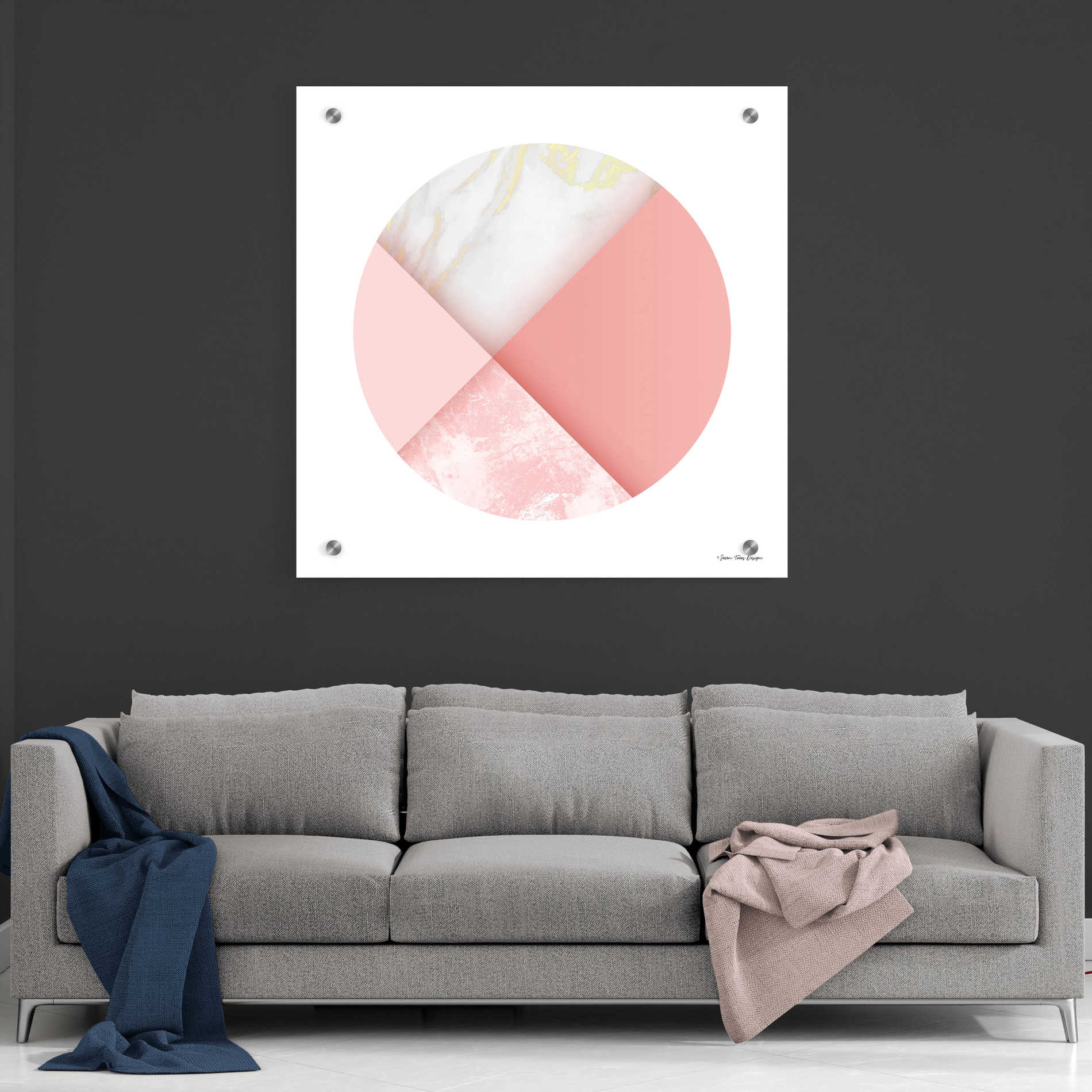 Epic Art 'Pink Marble Circle I' by Seven Trees Design, Acrylic Glass Wall Art,36x36