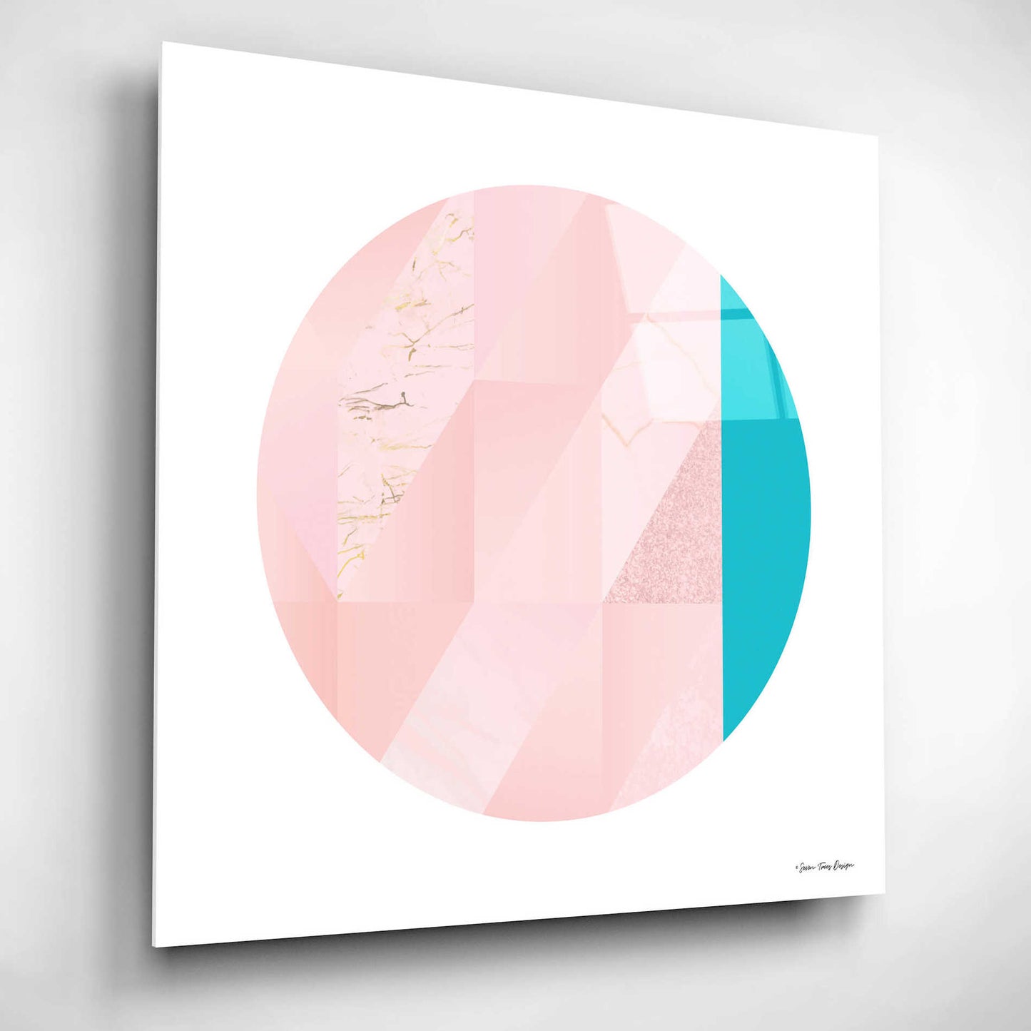 Epic Art 'Pink Marble Circle II' by Seven Trees Design, Acrylic Glass Wall Art,12x12