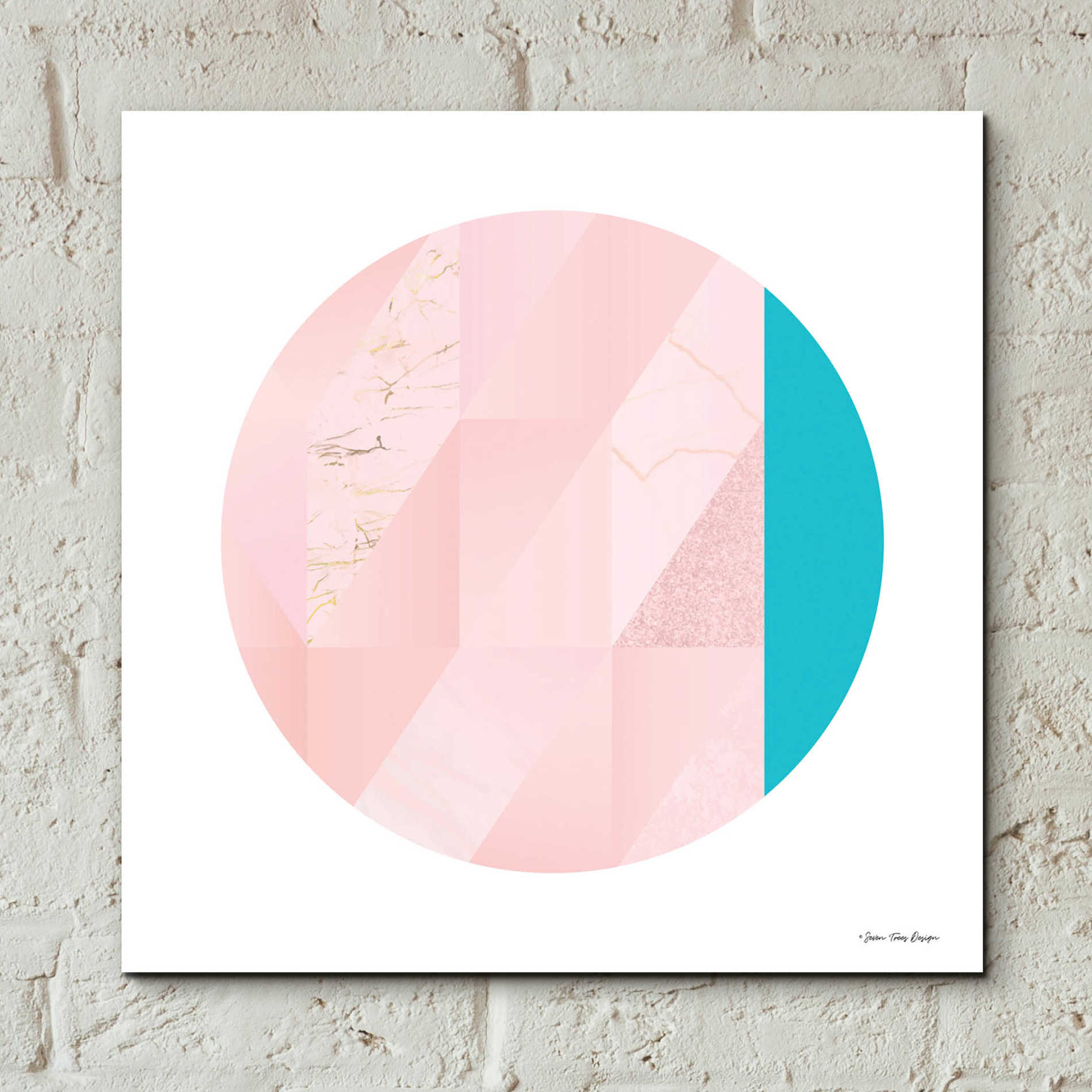 Epic Art 'Pink Marble Circle II' by Seven Trees Design, Acrylic Glass Wall Art,12x12