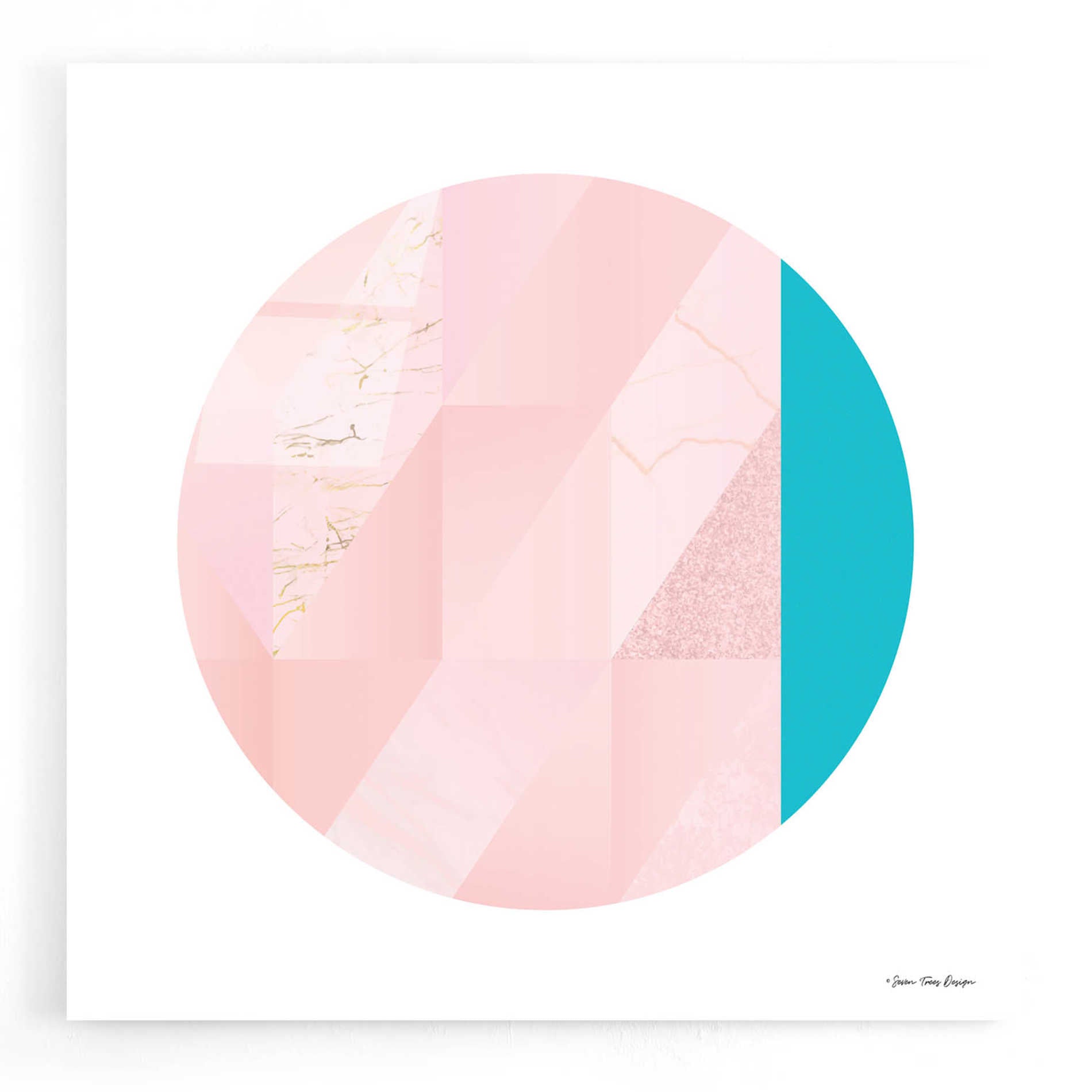 Epic Art 'Pink Marble Circle II' by Seven Trees Design, Acrylic Glass Wall Art,12x12