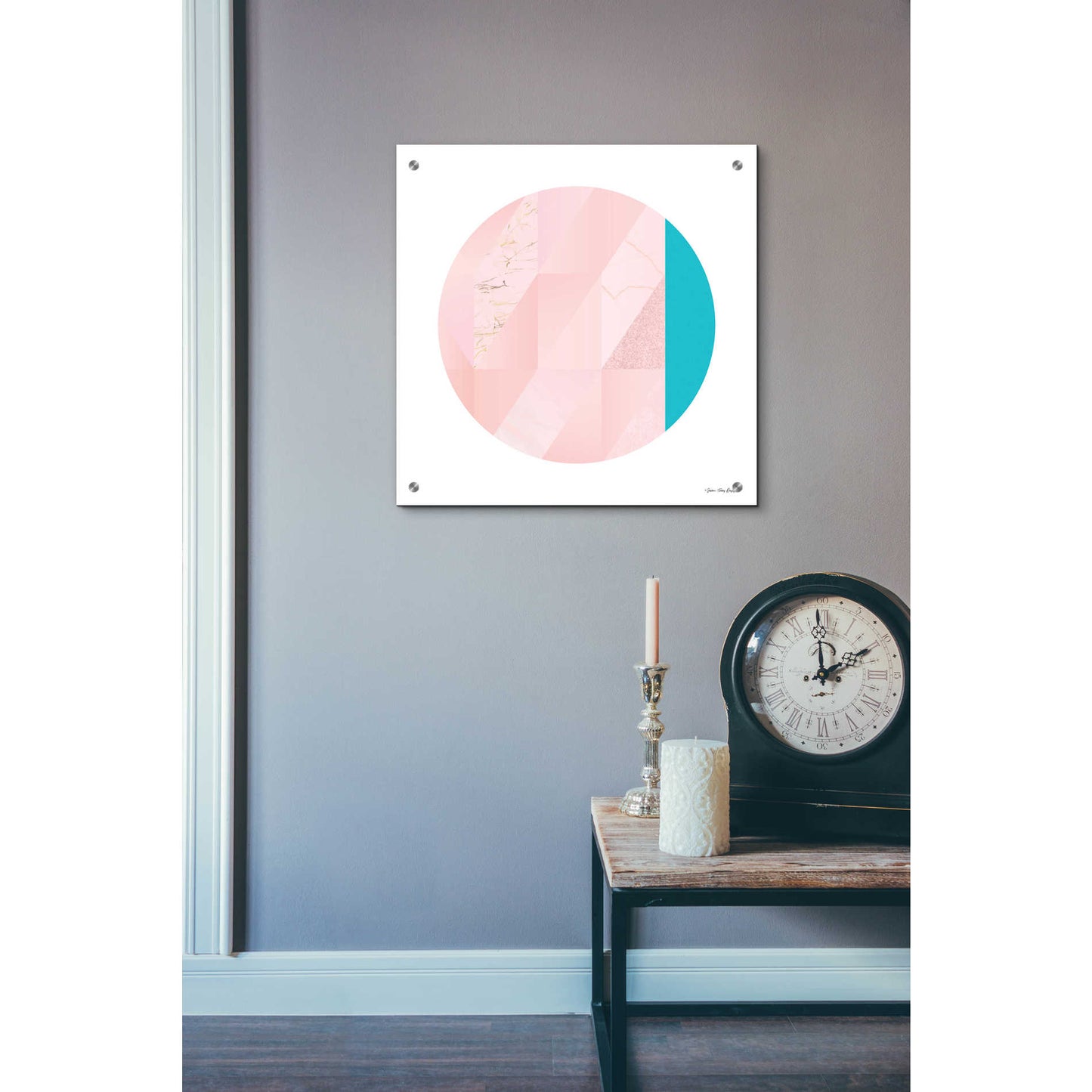 Epic Art 'Pink Marble Circle II' by Seven Trees Design, Acrylic Glass Wall Art,24x24