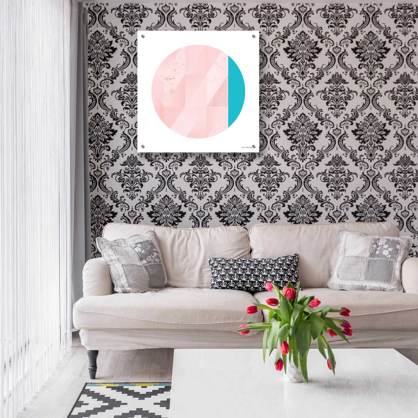 Epic Art 'Pink Marble Circle II' by Seven Trees Design, Acrylic Glass Wall Art,24x24