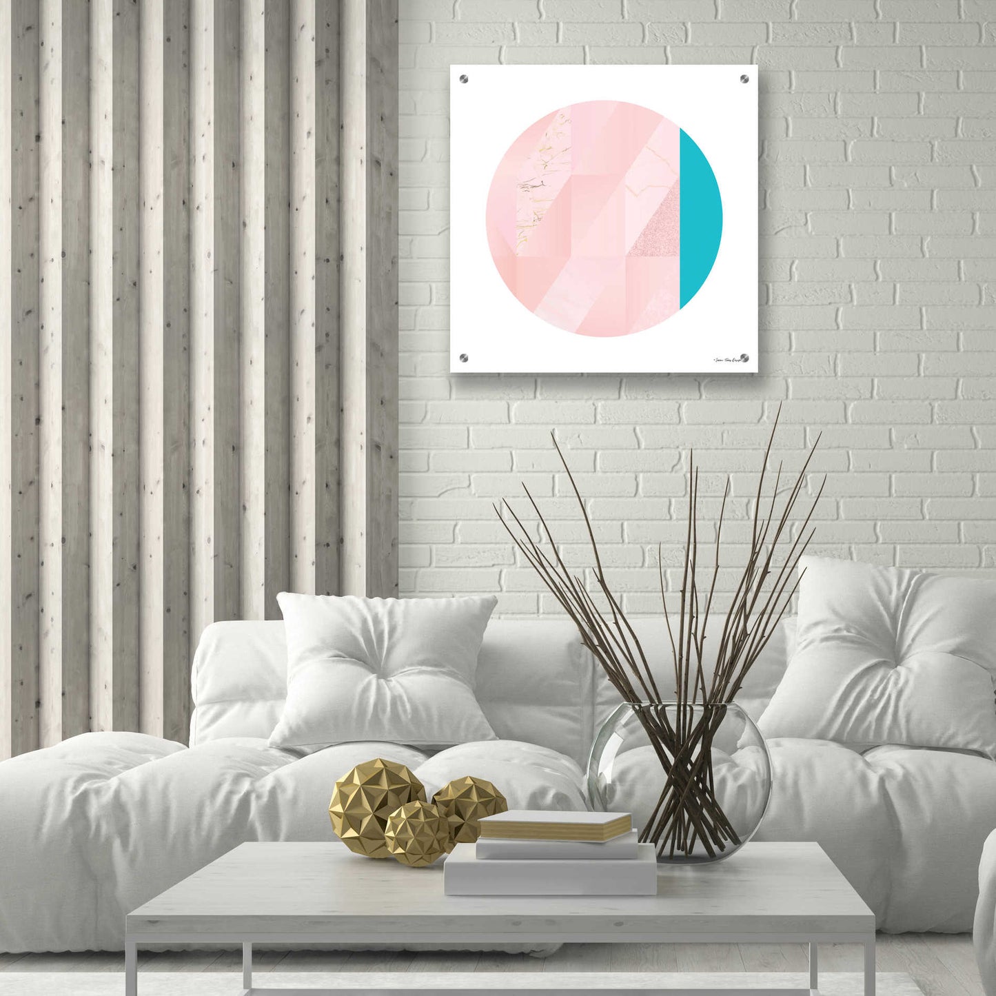 Epic Art 'Pink Marble Circle II' by Seven Trees Design, Acrylic Glass Wall Art,24x24