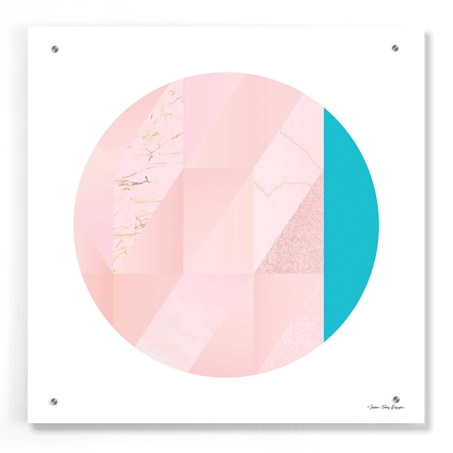 Epic Art 'Pink Marble Circle II' by Seven Trees Design, Acrylic Glass Wall Art,24x24