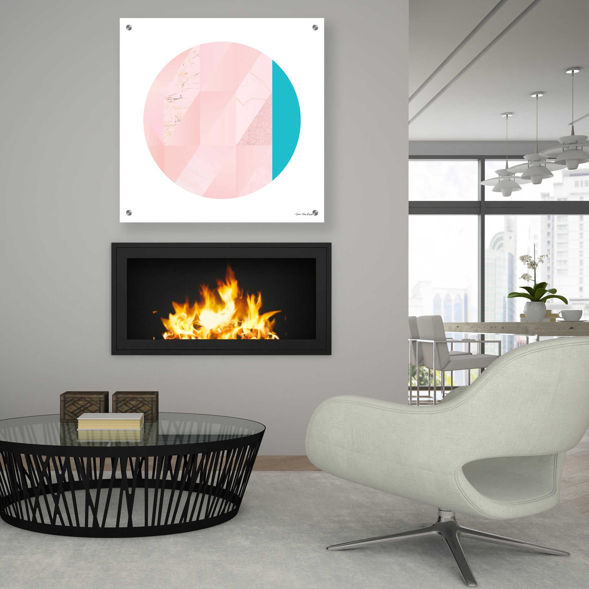 Epic Art 'Pink Marble Circle II' by Seven Trees Design, Acrylic Glass Wall Art,36x36